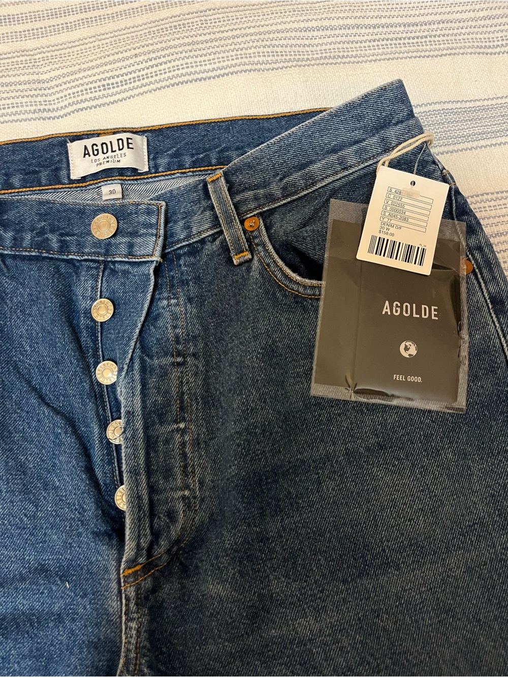 Agolde Dark Blue Button-Fly High-Rise Jeans from Urban Outfitters